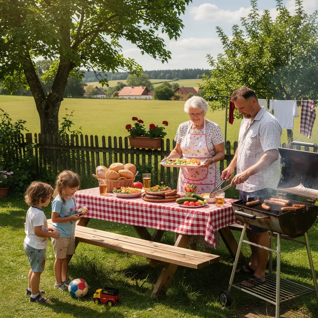 Tradiční český bramborový salát s vejci a nakládanými okurkami